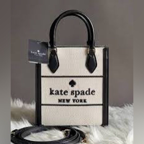Kate Spade Mini Canvas Tote in Beige and Blacl - Picture 2 of 4